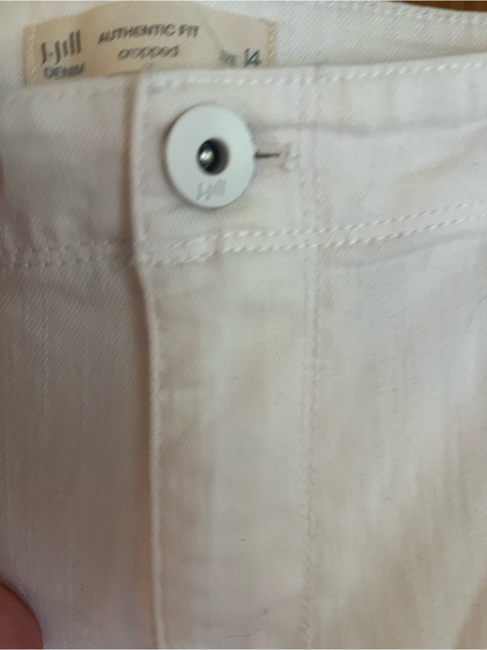 J. Jill Authentic Fit Cropped White Denim Jeans Frayed Hem Size 14 - Picture 3 of 6